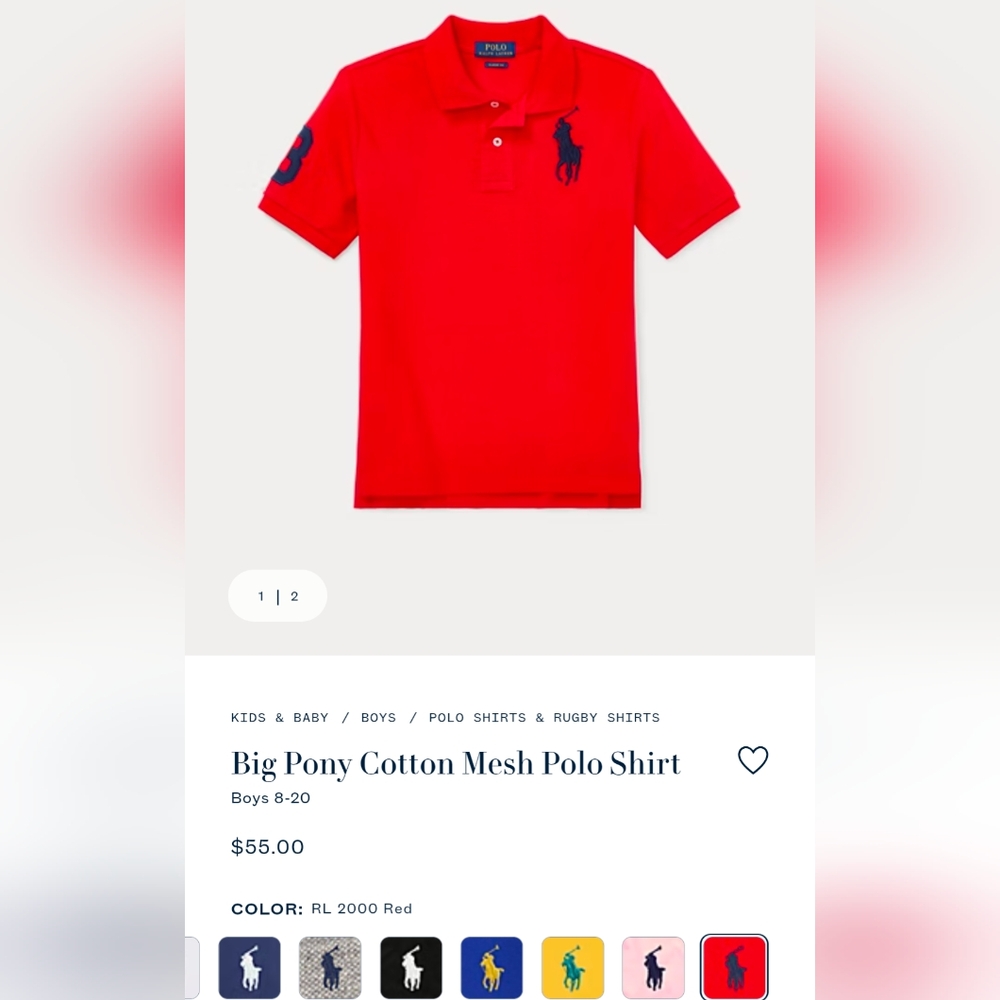Boy's Polo by Ralph Lauren Blue and Red Kids Polo Shirt - Size: Medium 10 - 12 - Picture 7 of 7